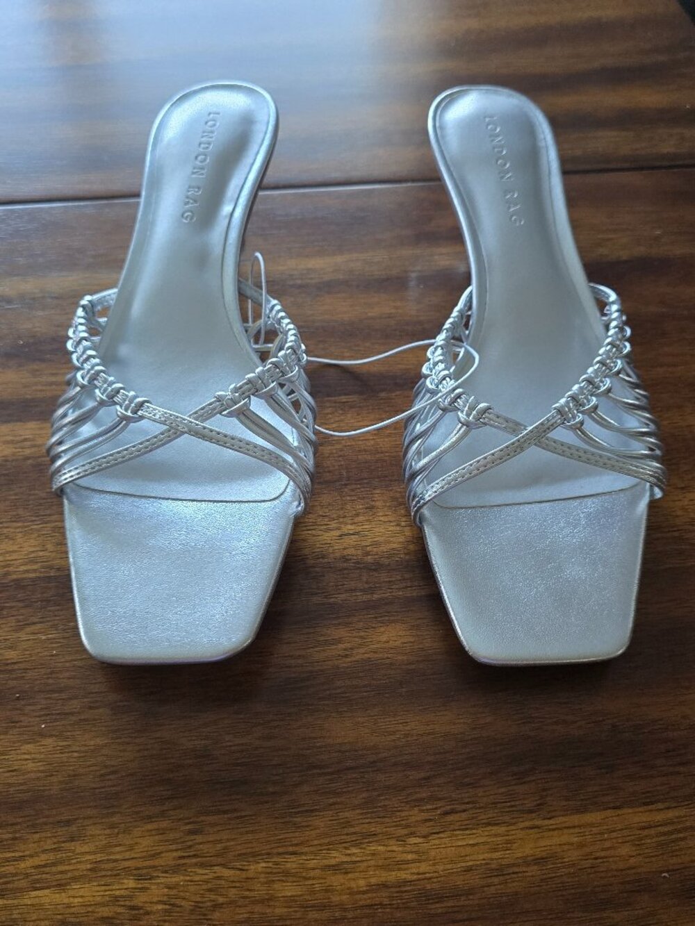 Silver kitten heels